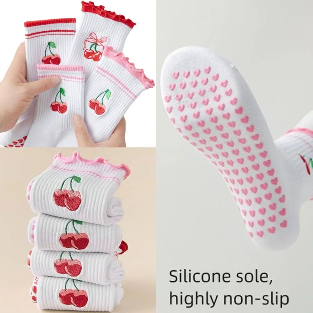 Cute Cherry Grip Socks